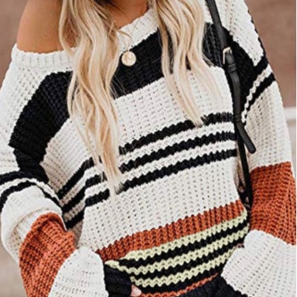 Black, orange, and white Knit sweater - Picture 2 of 2